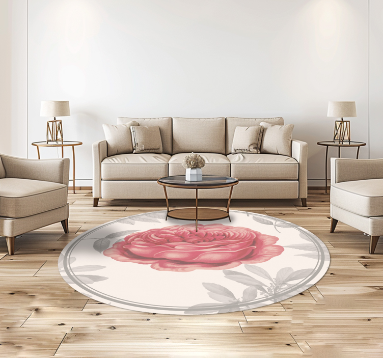 Tappeto in vinile salone rosa rotondo - TenStickers
