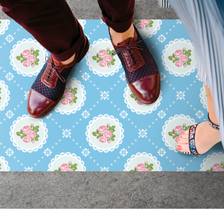 Tappeto in vinile retro/vintage motivo di pizzo floreale - TenStickers