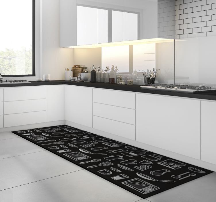 Tappeto pvc cucina moderno con utensili - TenStickers