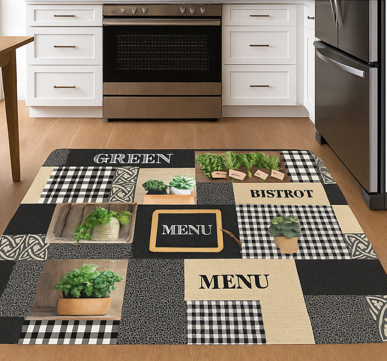 Tappeto pvc cucina bistro bianco e nero - TenStickers