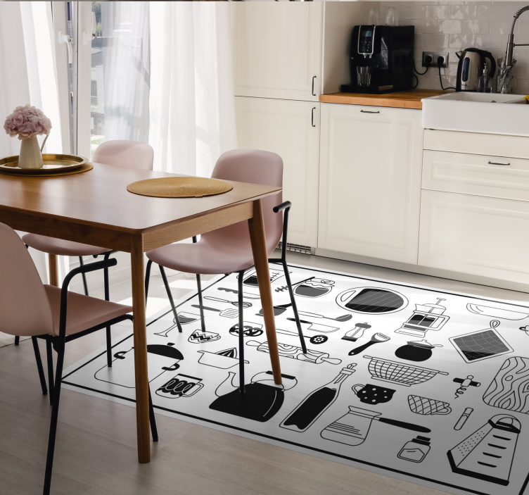 Tappeto pvc cucina collezione di icone culinarie - TenStickers