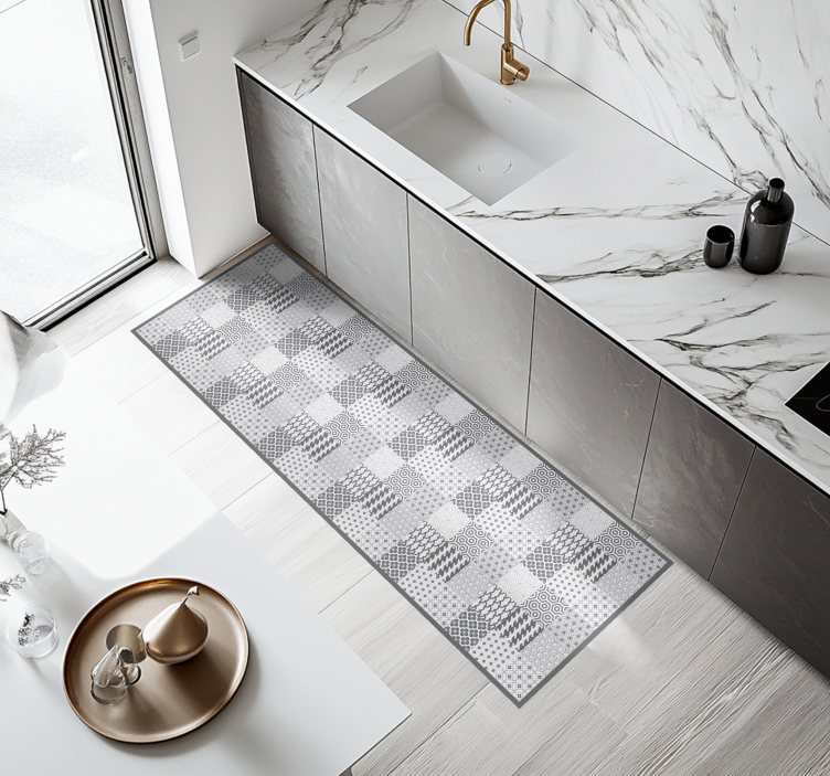 Tappeto pvc cucina effetto piastrella geometrica - TenStickers