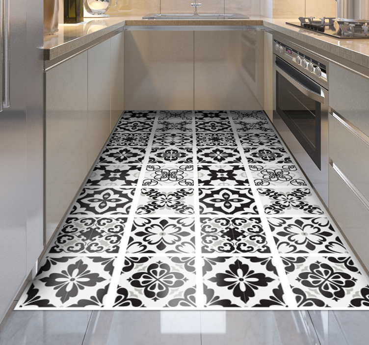 Tappeto pvc cucina elegante monocromia - TenStickers