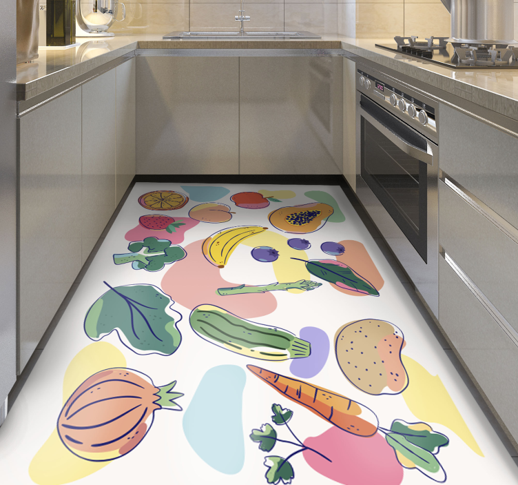 Tappeto pvc cucina illustrazione di frutta colorata - TenStickers