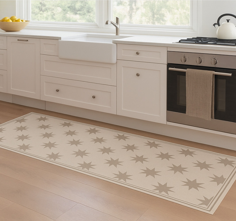 Tappeto pvc cucina motivo beige stellato - TenStickers