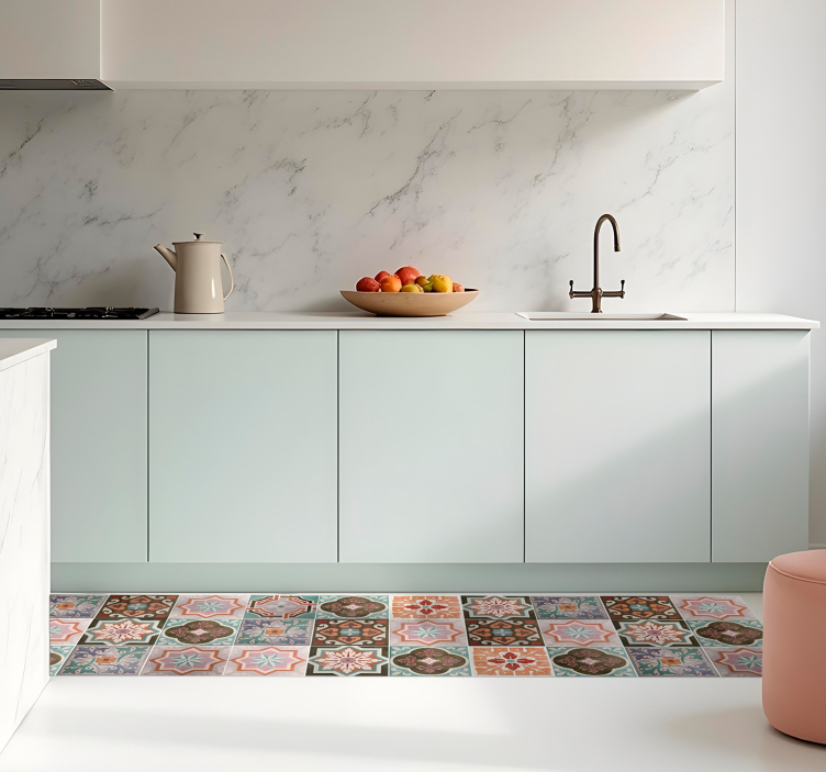 Tappeto pvc cucina piastrelline siciliane - TenStickers