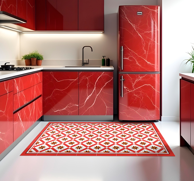 Tappeto pvc cucina rosso idraulico - TenStickers