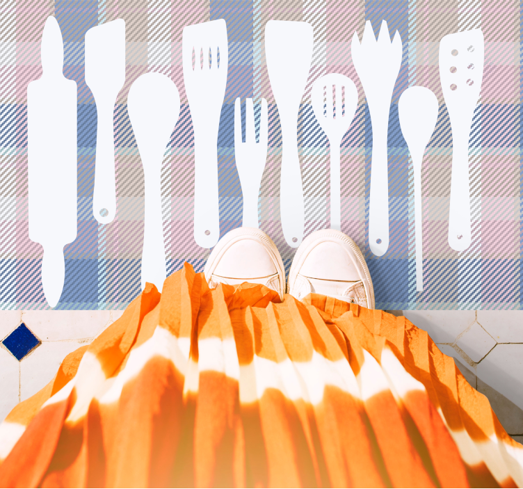 Tappeto pvc cucina sagome utensili da cucina - TenStickers