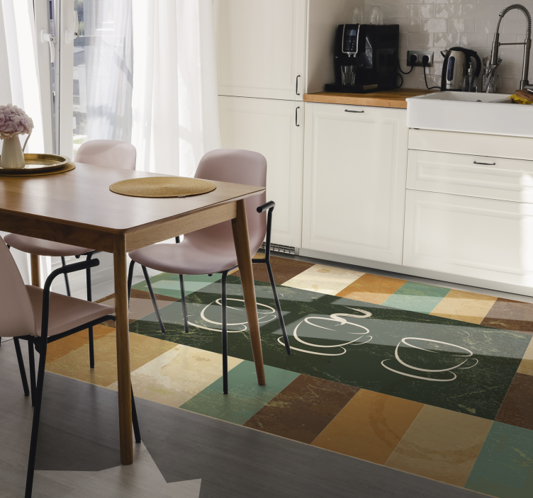 Tappeto pvc cucina tazze di caffè fumanti - TenStickers