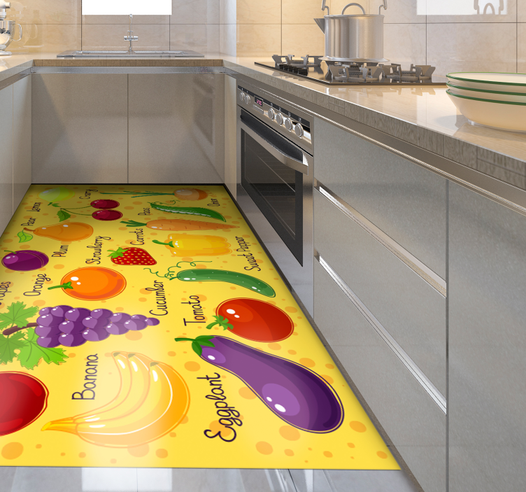 Tappeto pvc cucina verdure a frutto colorate - TenStickers
