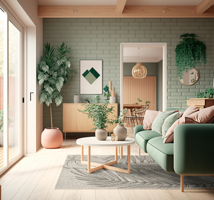 Tappeto pvc effetto tessuto e piante tropicali - TenStickers