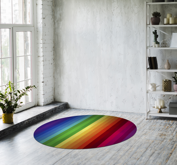 Tappeto rotondo in vinile arcobaleno a strisce - TenStickers
