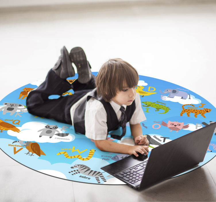 Tappeto vinile rotondo cerchio alfabetico degli animali - TenStickers