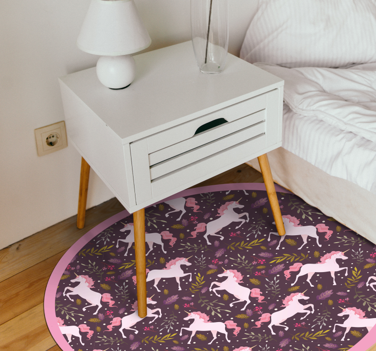 Tappeto vinile animali cerchio modello unicorno - TenStickers