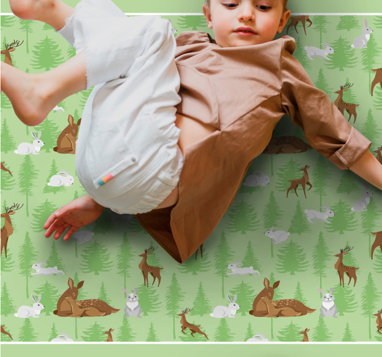 Tappeto vinile animali creature della foresta verde - TenStickers