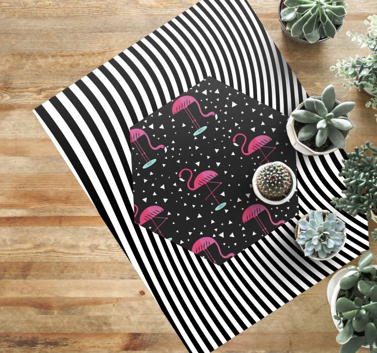 Tappeto vinile animali esagono a strisce di fenicottero - TenStickers