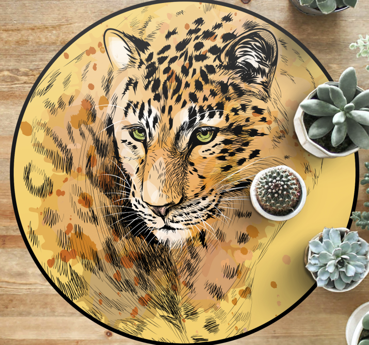 Tappeto vinile animali faccia di leopardo - TenStickers