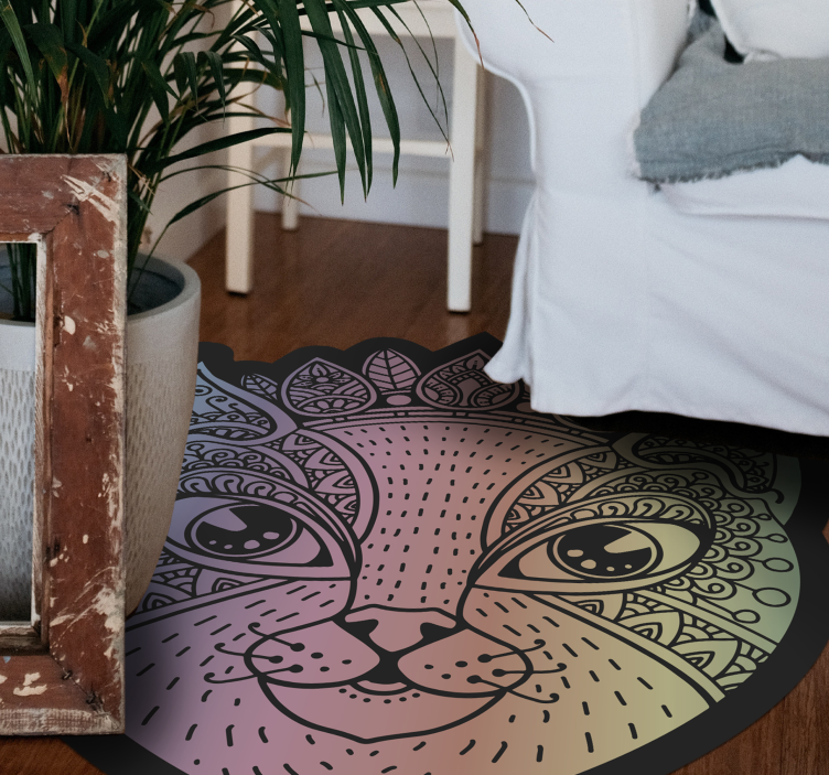 Tappeto vinile animali illustrazione del gatto mandala - TenStickers