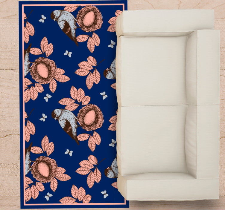 Tappeto vinile animali motivo botanico del nido di uccello - TenStickers