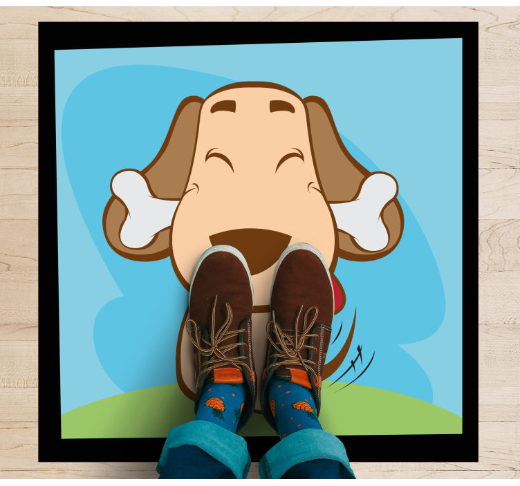 Tappeto vinile animali cane felice con l'osso - TenStickers