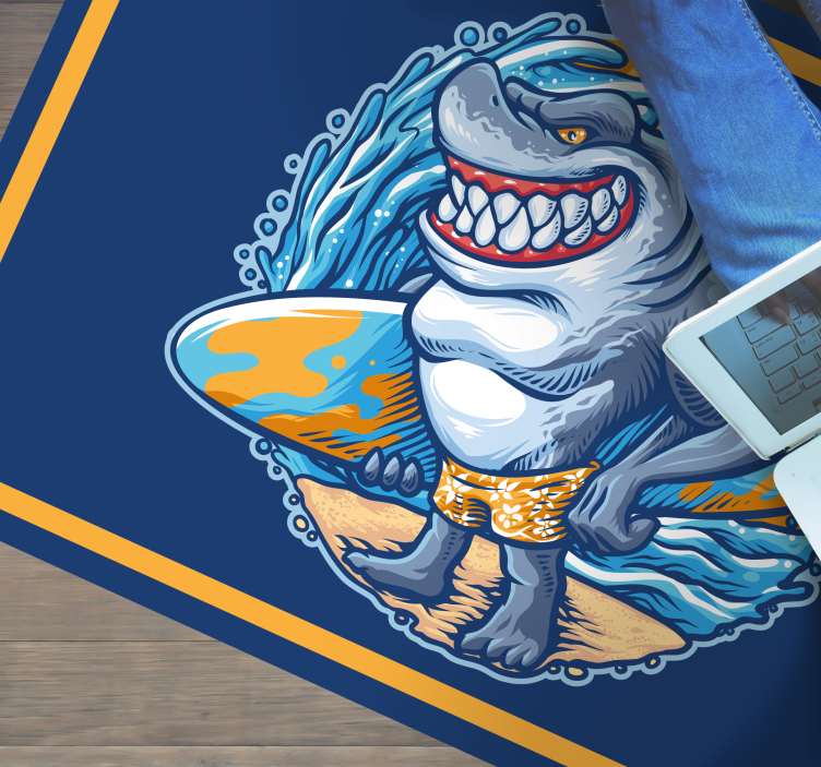 Tappeto vinile per ragazzi personaggio squalo allegro - TenStickers