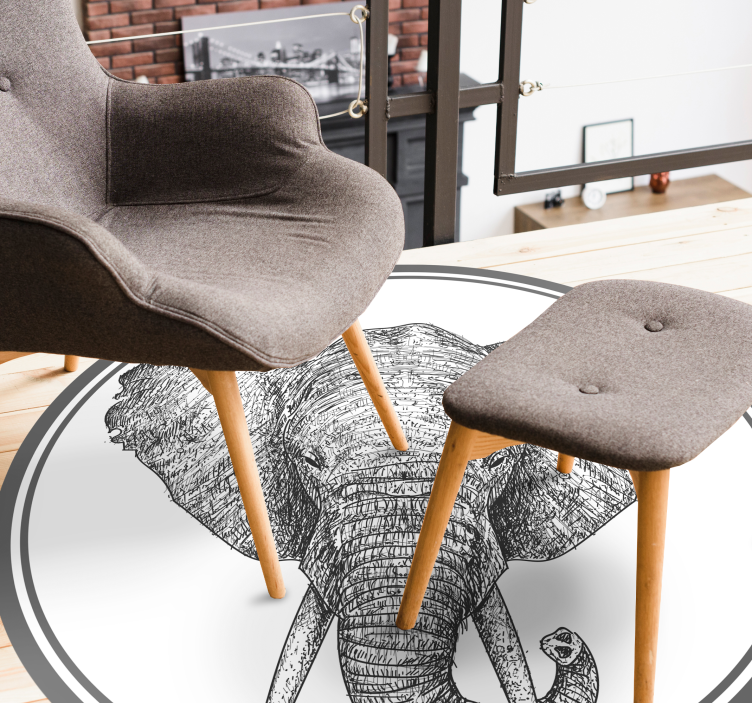 Tappeto vinile animali sagoma di elefante grigio - TenStickers