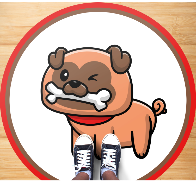 Tappeto vinile animali bulldog con un osso - TenStickers