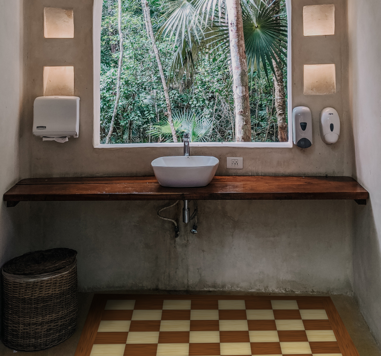 Tappeto vinile bagno bagno a scacchiera - TenStickers