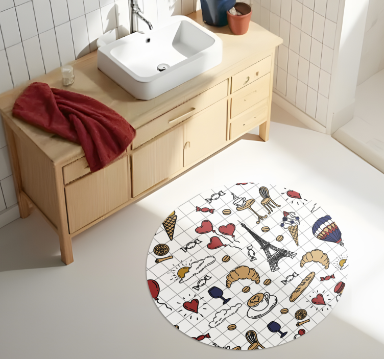 Tappeto vinile bagno design minimalista parigino - TenStickers