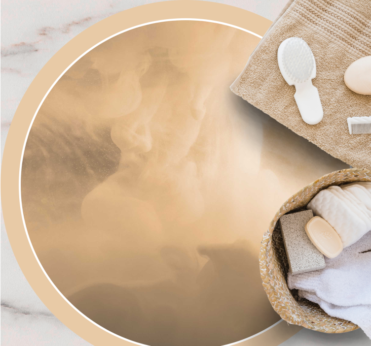 Tappeto vinile bagno morbide onde color crema - TenStickers