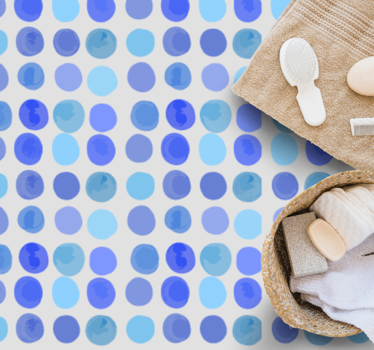 Tappeto vinile bagno motivo a pois blu - TenStickers