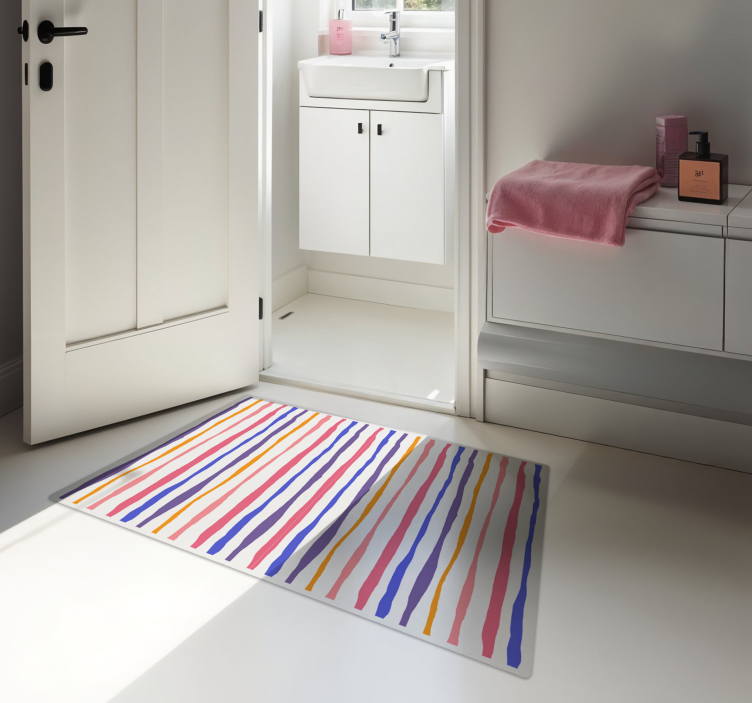 Tappeto vinile bagno strisce larghe colorate - TenStickers