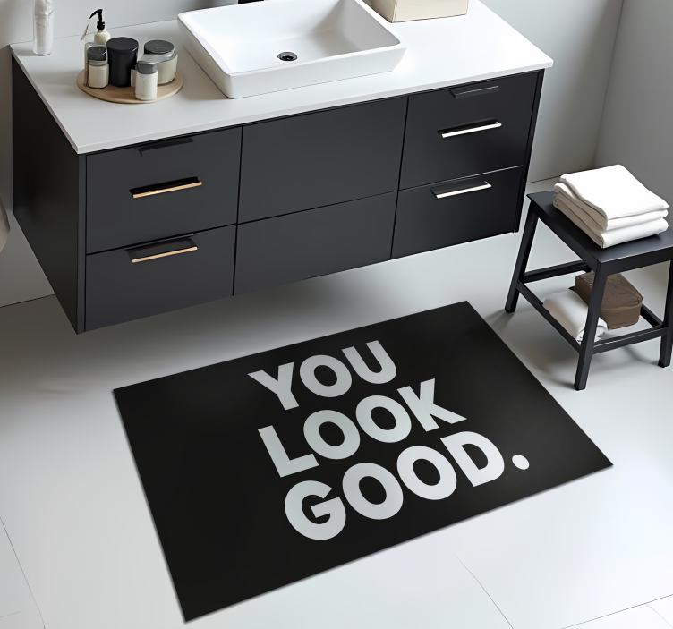 Tappeto vinile bagno you look good testo - TenStickers