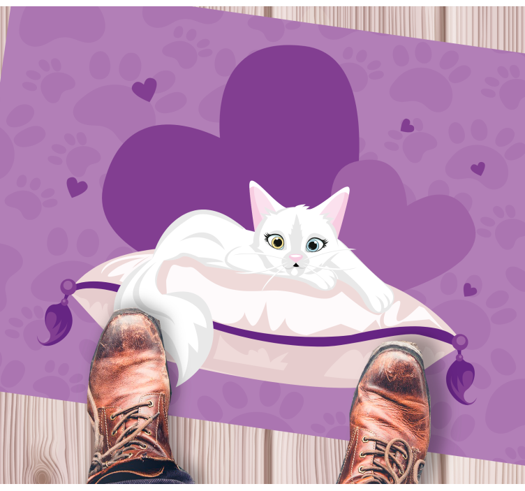 Tappeto vinile animali cuscino a forma di gatto dolce - TenStickers