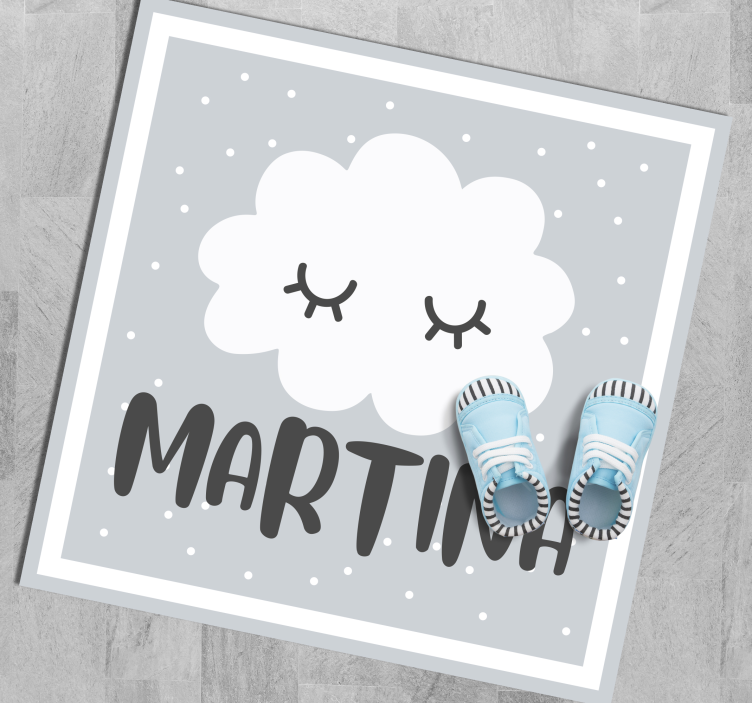 Tappeto vinile bebé nuvola grigia con nome - TenStickers