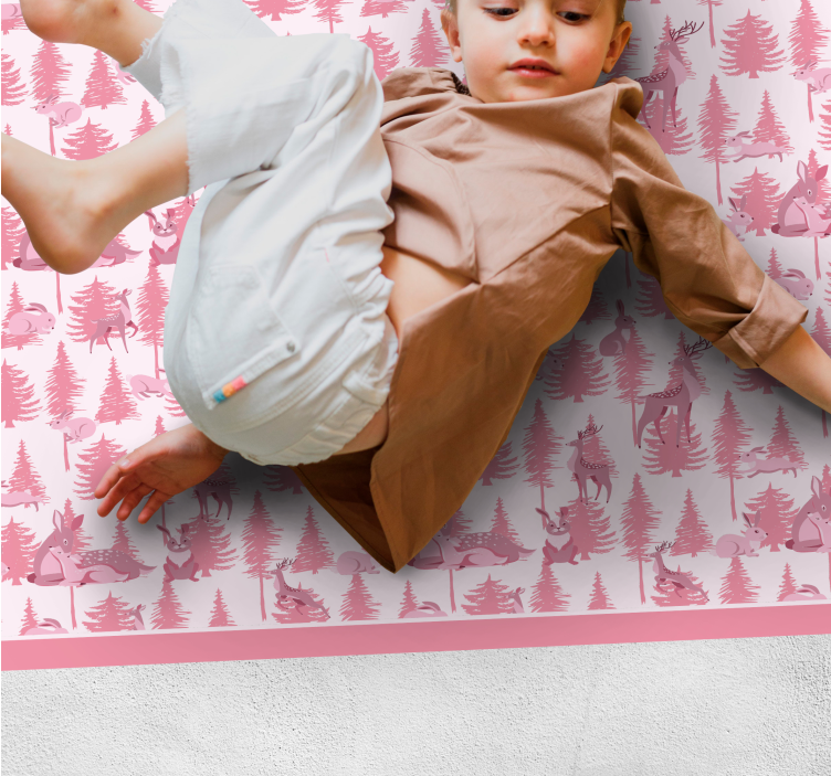 Tappeto vinile bebé scena giocosa nel bosco - TenStickers