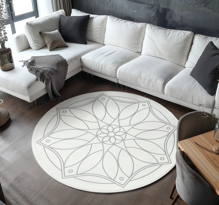 Tappeto vinile bianco disegno mandala - TenStickers
