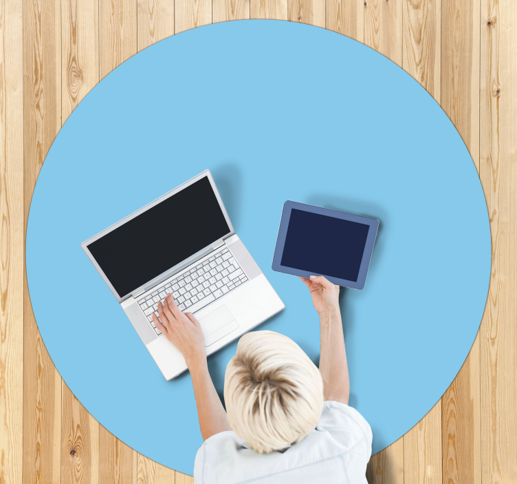 Tappeto vinile blu disegno circolare monocolore - TenStickers