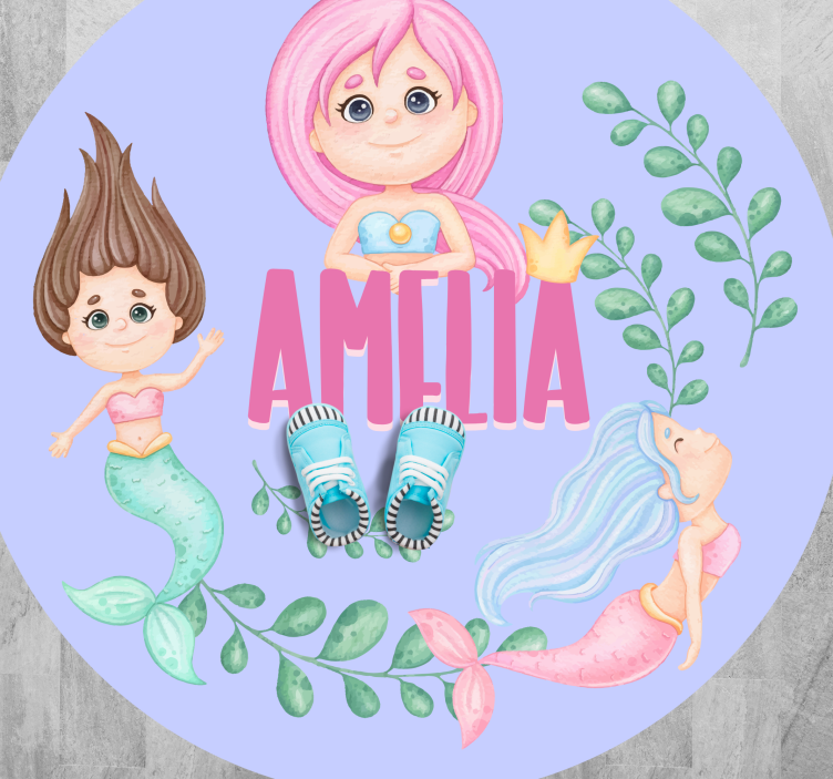 Tappeto vinile per bambini amiche sirene con nome - TenStickers