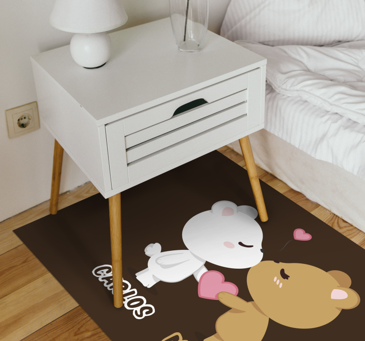 Tappeto vinile con nome coppia di orsi carini - TenStickers