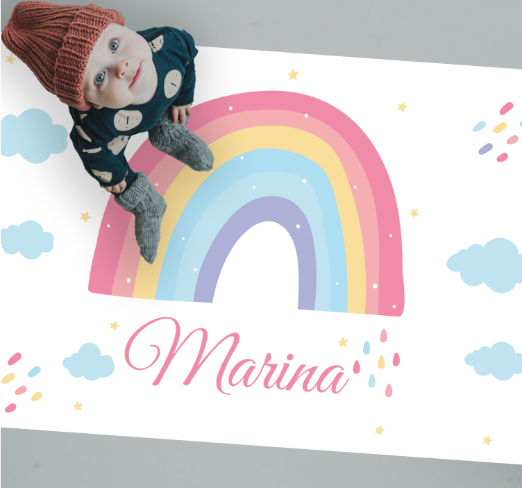 Tappeto vinile con nome arcobaleno colorato personalizzato - TenStickers