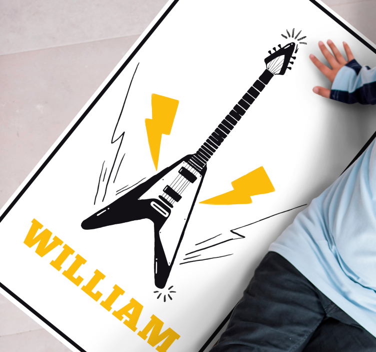 Tappeto vinile con nome arte della chitarra elettrica - TenStickers