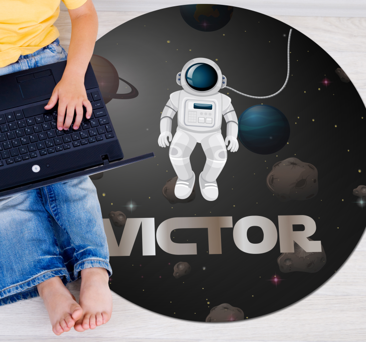 Tappeto vinile per bambini astronauta dell'universo con nome - TenStickers