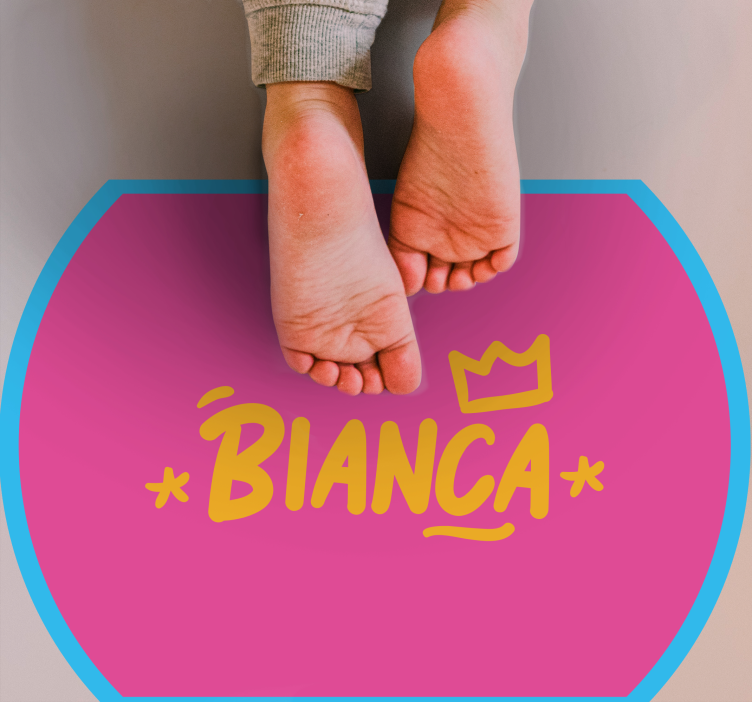 Tappeto vinile con nome bordato blu - TenStickers