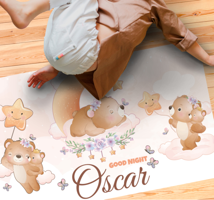 Tappeto vinile con nome buonanotte orsetti - TenStickers
