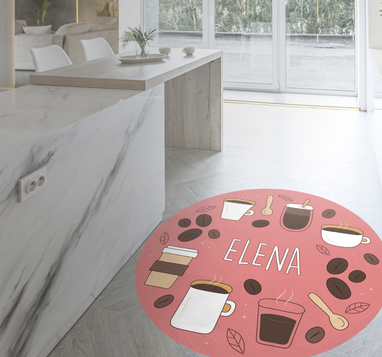 Tappeto vinile con nome caffeina personalizzata - TenStickers