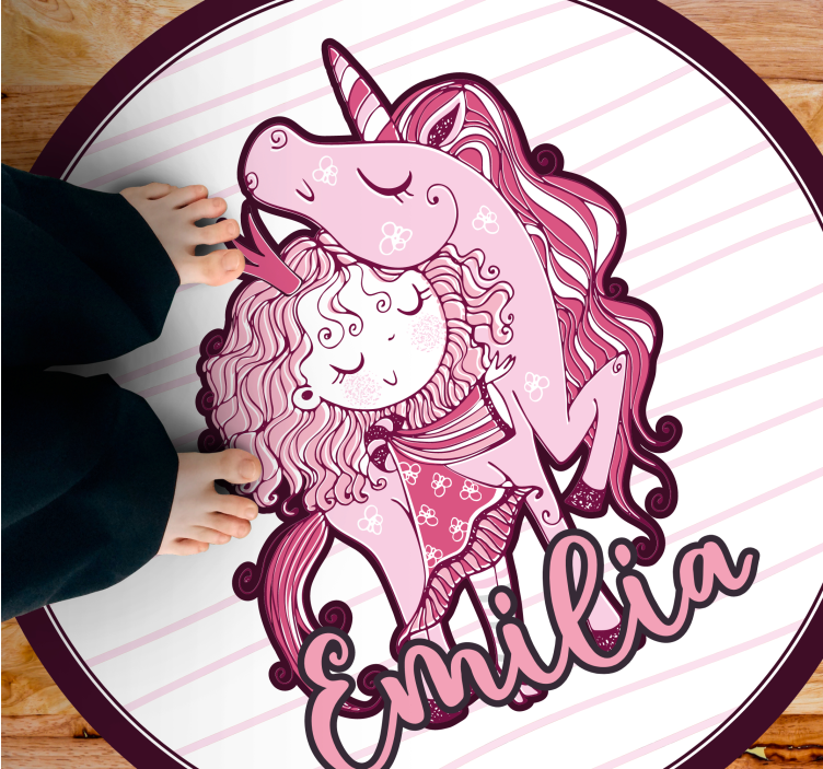 Tappeto vinile con nome carino duo di unicorni - TenStickers