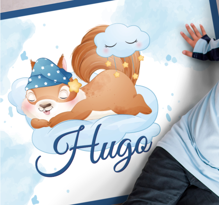 Tappeto vinile con nome carino scoiattolo che sogna - TenStickers