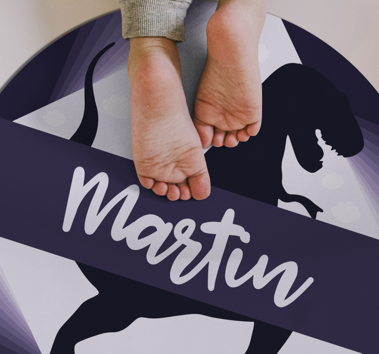 Tappeto vinile per bambini velociraptor con nome - TenStickers