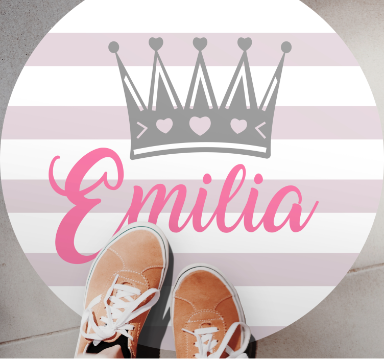 Tappeto vinile con nome corona e strisce - TenStickers